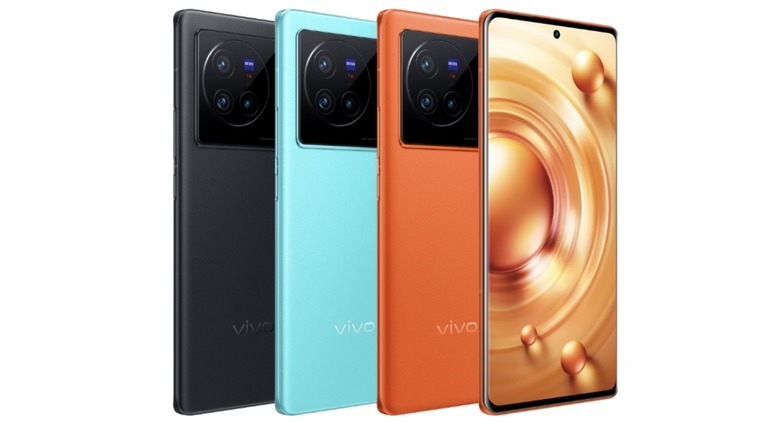 The Vivo X80 and its three color options.
