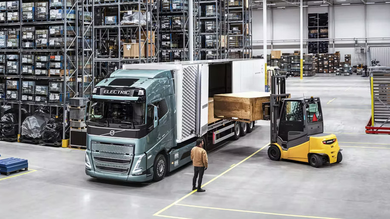 Volvo FH truck warehouse loading