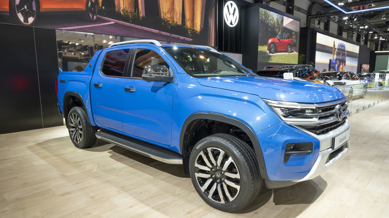 A Volkswagen Amarok displayed at an auto show