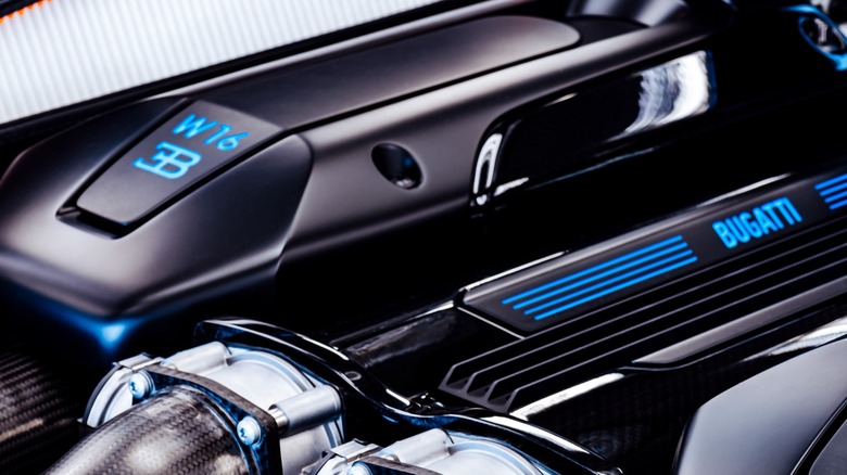Bugatti W16 engine close up