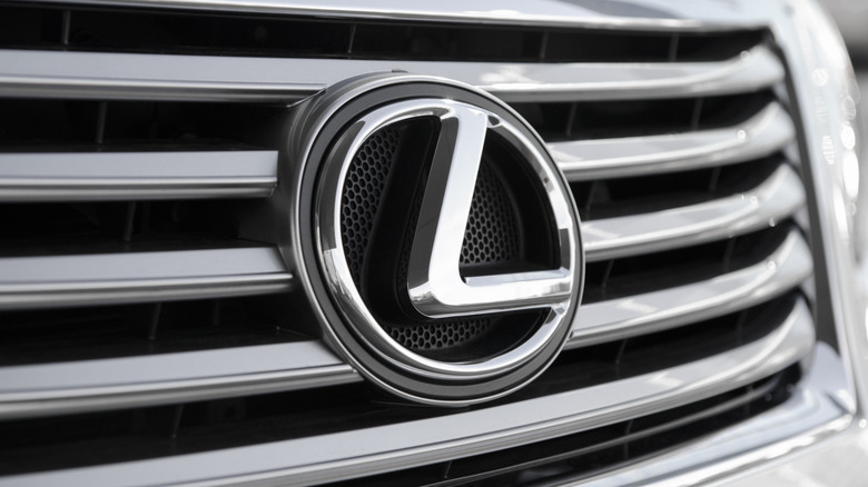 Lexus logo on front grille of a car