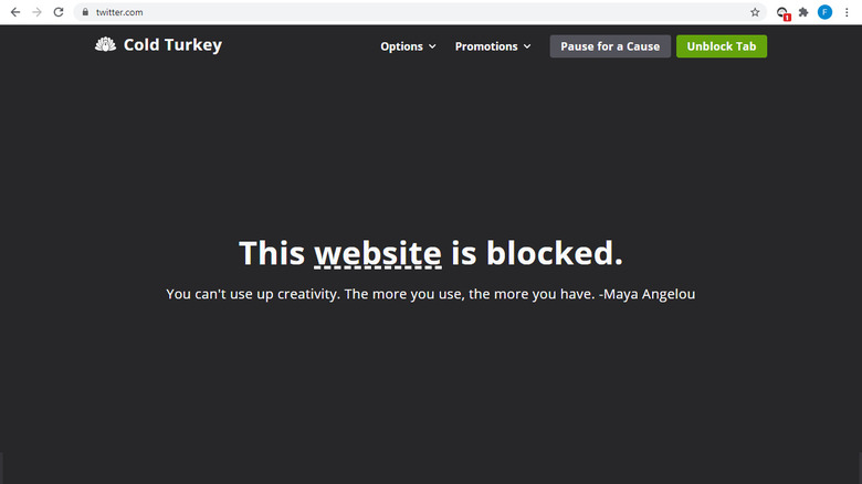 cold turkey blocker on webpage