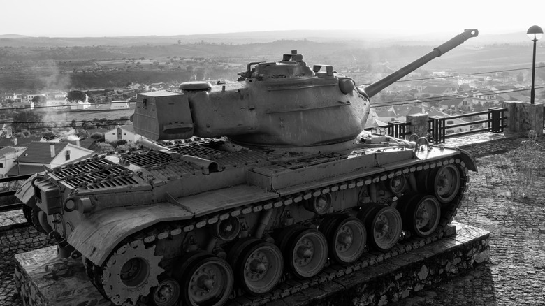 M47 Patton tank on an elevated platform