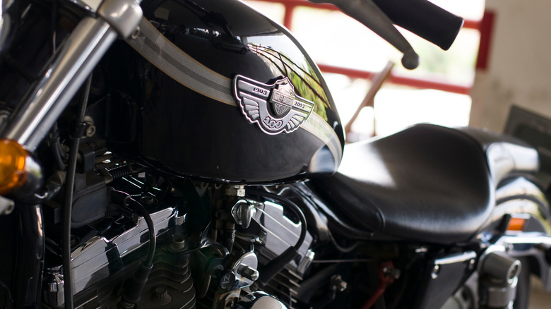 Close up of 100-year anniversary Sportster