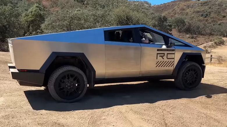 Cybertruck parked in dirt