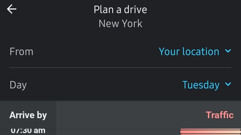 Waze schedule trip screenshot