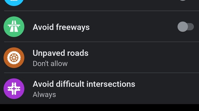 Screenshot of Waze navigation settings