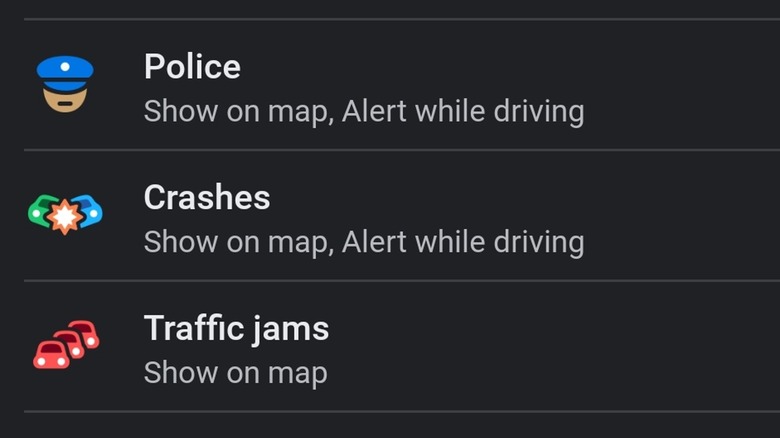 Waze alerts screenshot