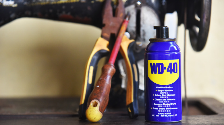 WD-40 next to rusty equipment