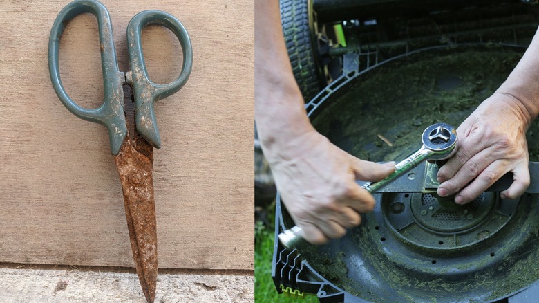 Rusty Scissors & Changing Mower Blade