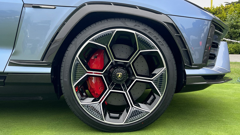 Lamborghini Lanzador Concept Car at Pebble Beach front wheel and brakes