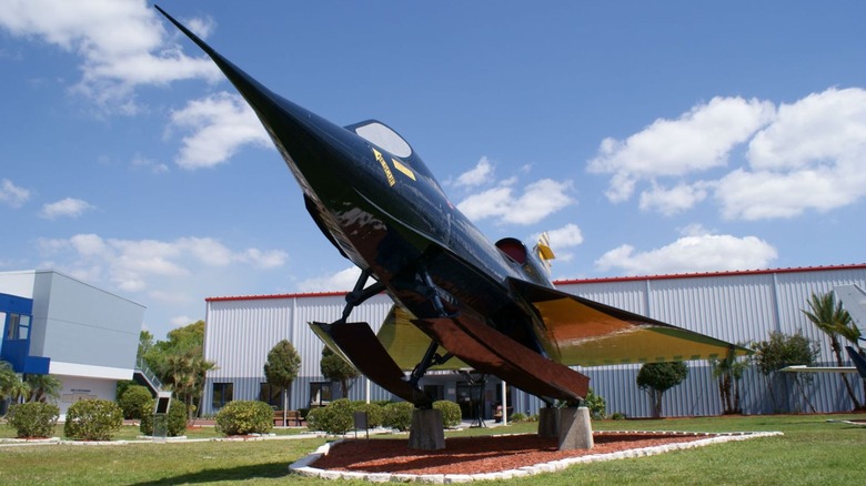 A black YF2Y Sea Dart on display on a sunny day