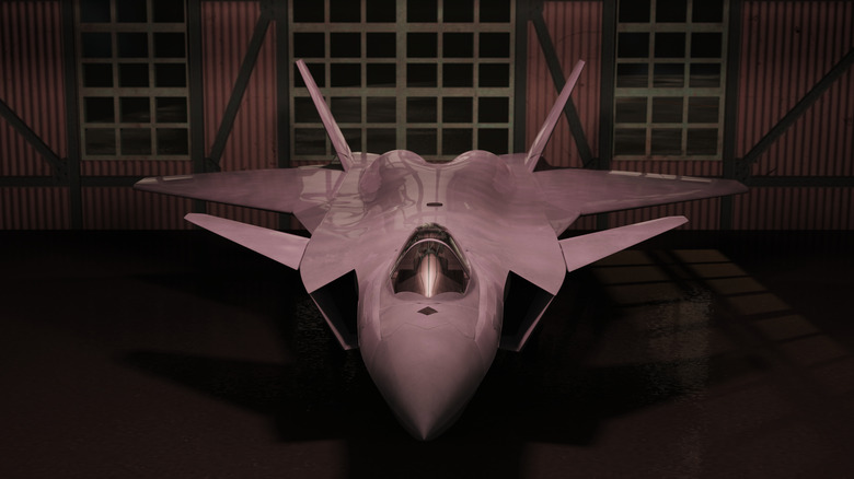 Rendering of China's J-20 stealth fighter inside a hangar