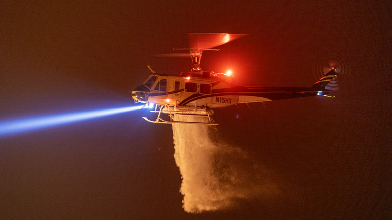 A firefighting helicopter in action in California