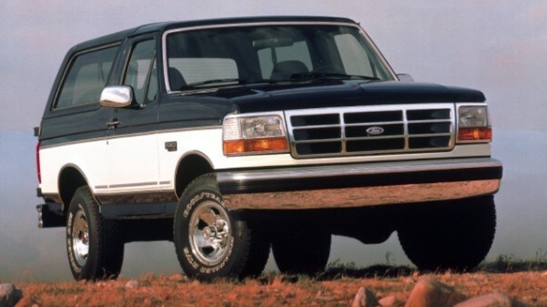 1993 Ford Bronco Aeronose truck parked off-road