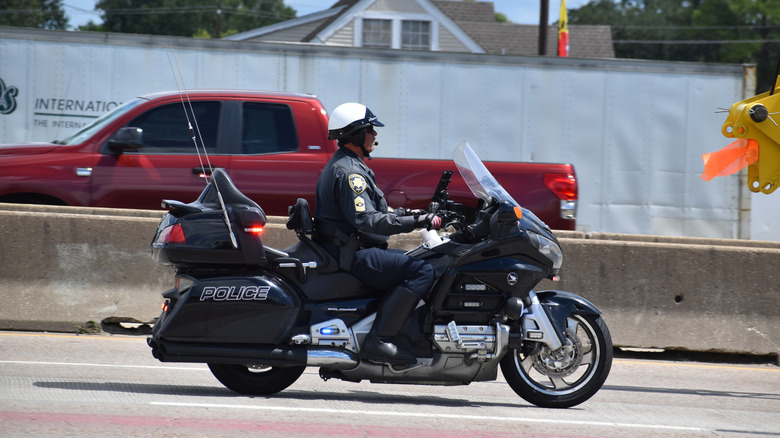 HPD Highway patrol officer cruising on I-45 in Houston, Texas