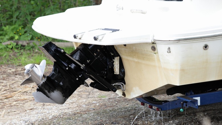 stern drive engine on a boat