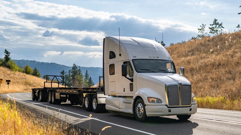 Empty flatbed trailer