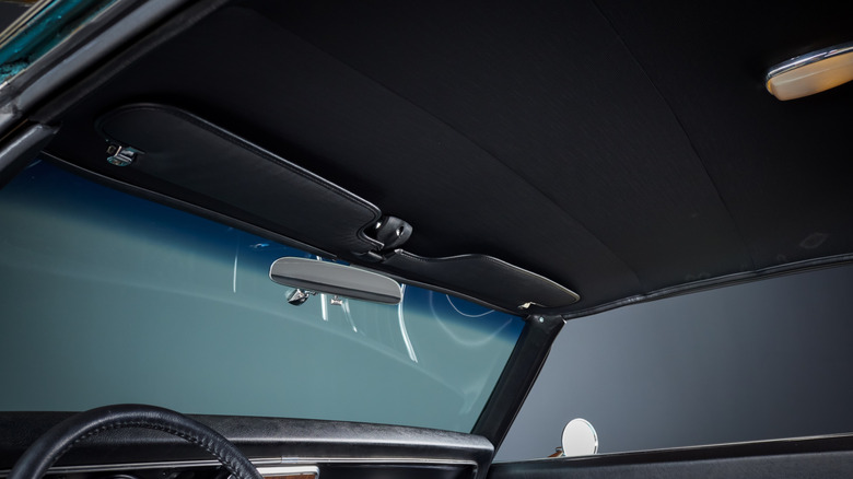 Black headliner inside of a car