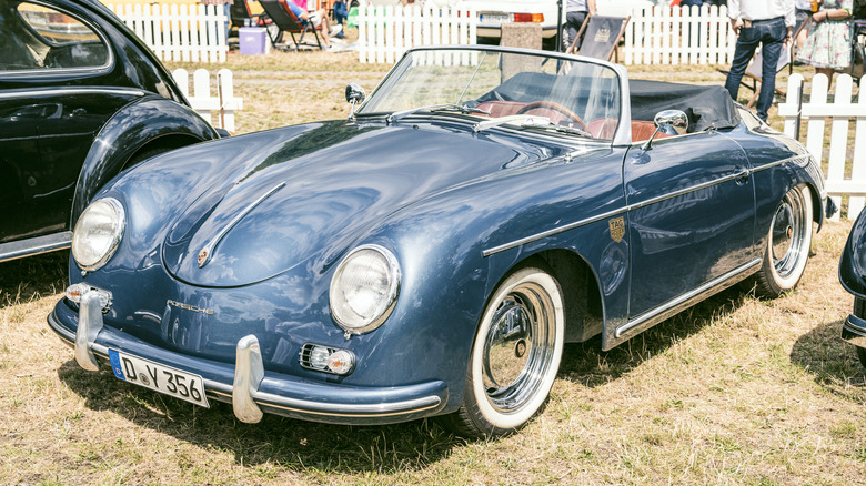 Porsche 356 Cabriolet on display during in August 2022 at a car show in Düsseldorf, Germany.