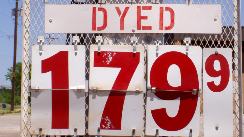 Dyed diesel gas station sign