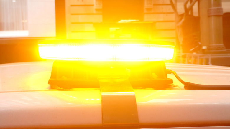 Yellow lights on top of a vehicle