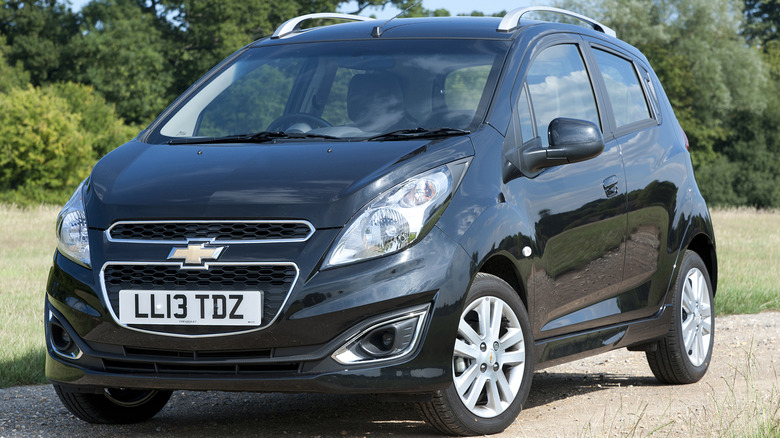 Chevrolet Spark on a gravel track