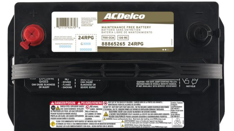 Top view of a battery label from ACDelco.