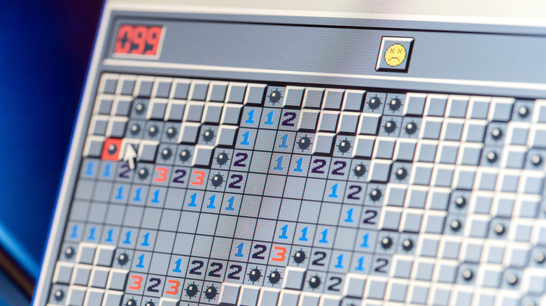 Picture of Minesweeper game on monitor