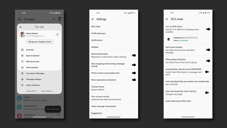 RCS settings on Android