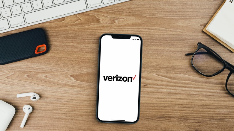 cellphone with Verizon logo