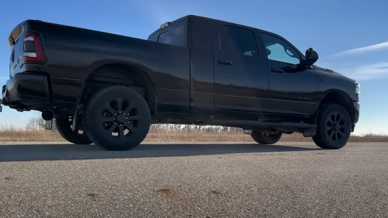 A modified diesel pickup truck with Diesel Dude exhaust kit