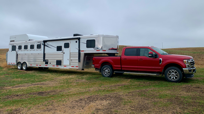 Truck pulling a camper trailer