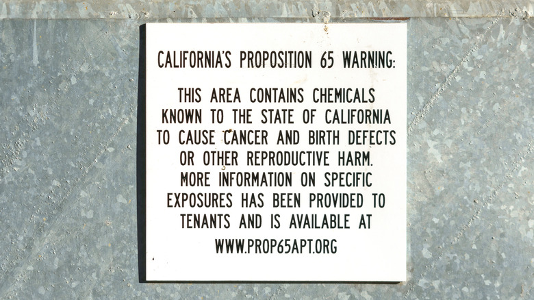 California proposition 65 warning sign