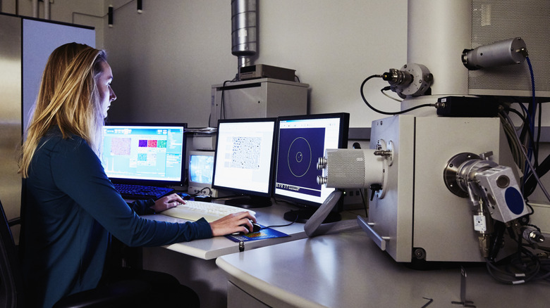 Scientist working at a computer