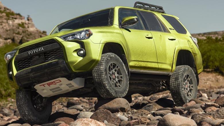 The 2022 Toyota 4Runner crawling through a small boulder field