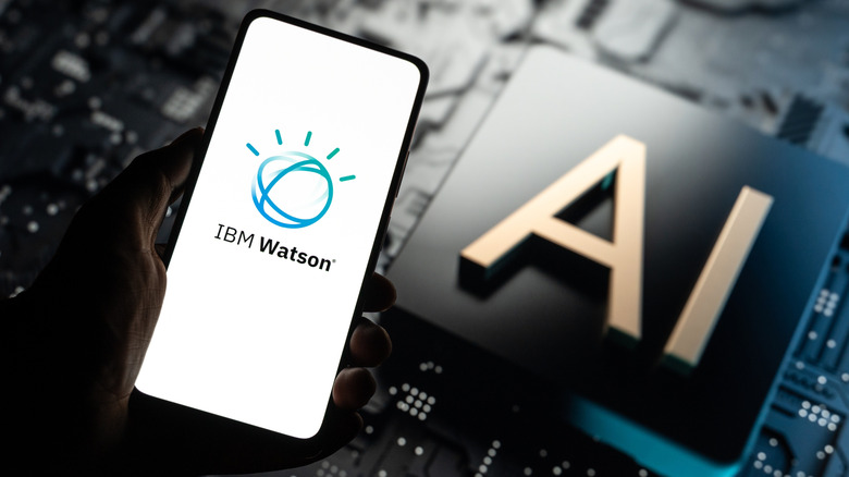 IBM Watson logo next to render of AI