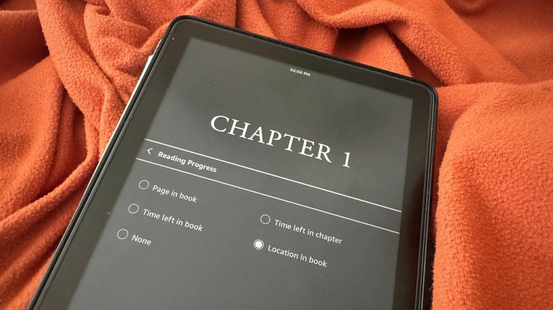 Amazon Kindle reading progress options