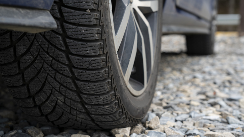 Tires sitting on gravel