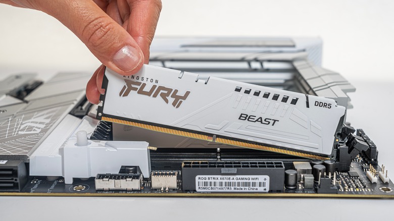 RAM installed on a motherboard