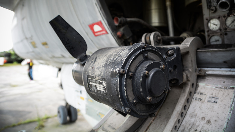 A Ram air turbine on a fighter jet