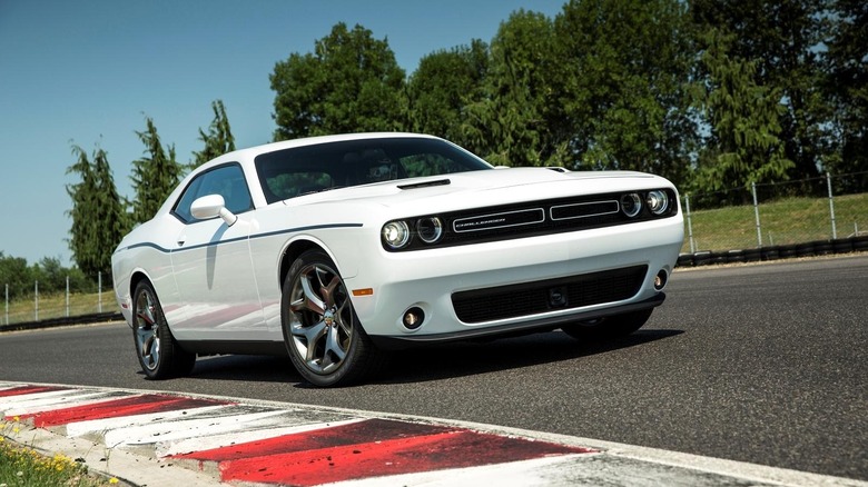 Front-right quarter shot of a 2015 Dodge Challenger SXT Plus