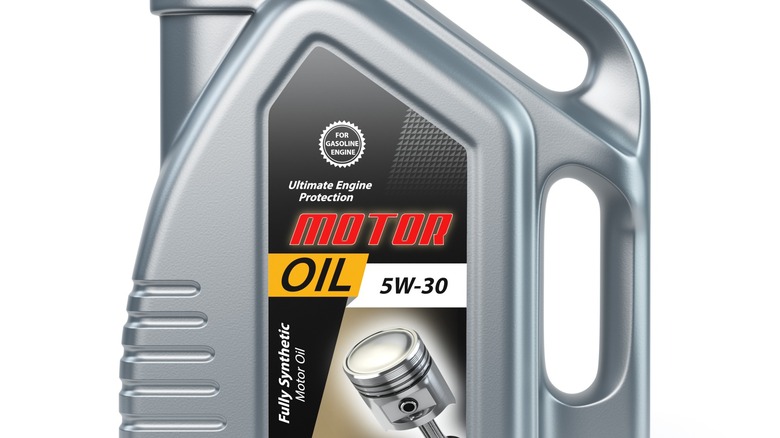 Image showing the label for fully synthetic 5W-30 motor oil for gasoline engines.