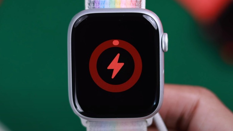 Apple Watch With Red Lightning Bolt And Red Circle