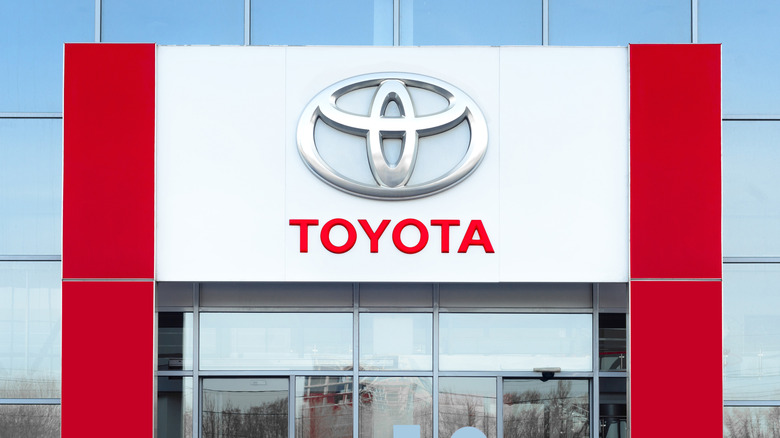 A Toyota dealership's entrance during the daytime