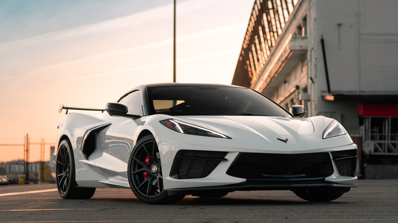 White Chevrolet Corvette C8 Stingray