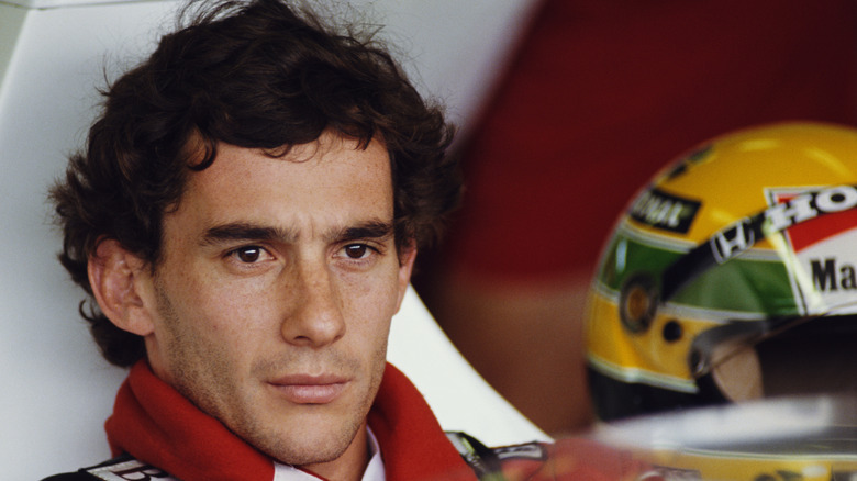 Ayrton Senna in McLaren Formula 1 car at 1989 Hungarian Grand Prix