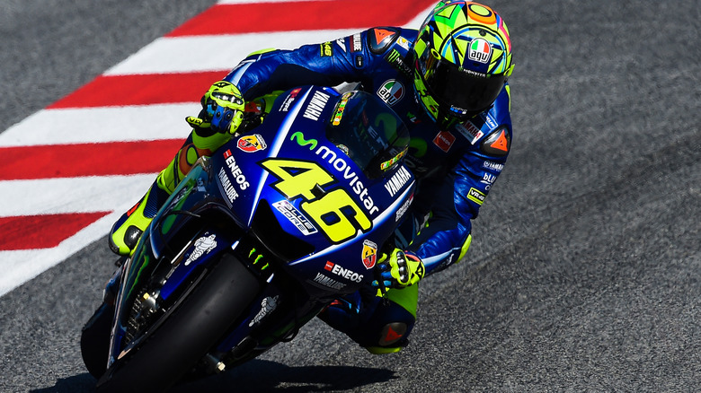 Valentino Rossi of Movistar Yamaha Moto GP team during the Warm Up, Moto GP of Catalunya at Circuit de Catalunya