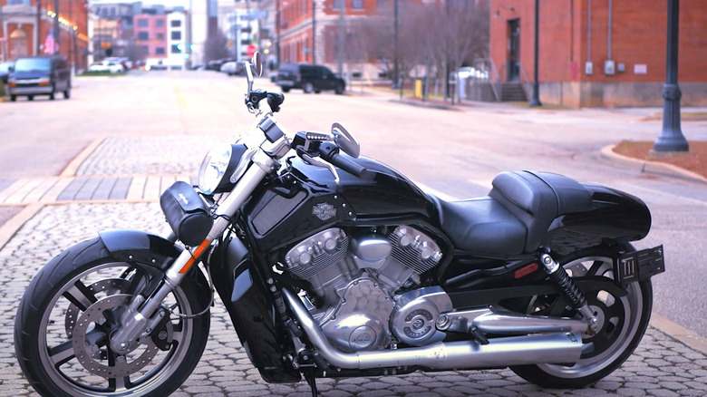 Harley-Davidson V-Rod on display in street