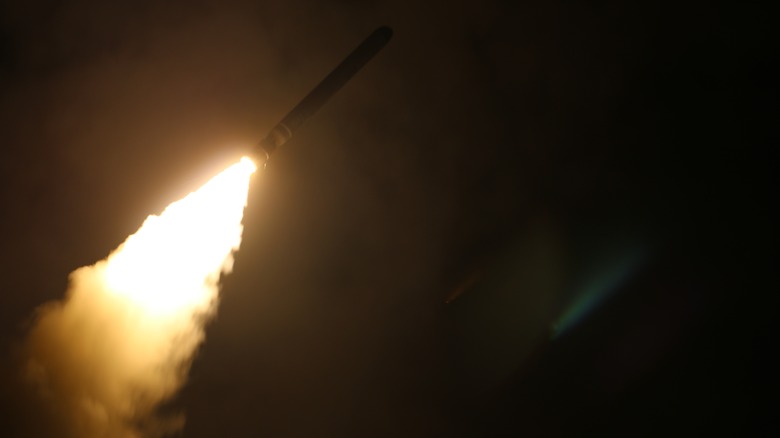 A Tomahawk missile being fired.